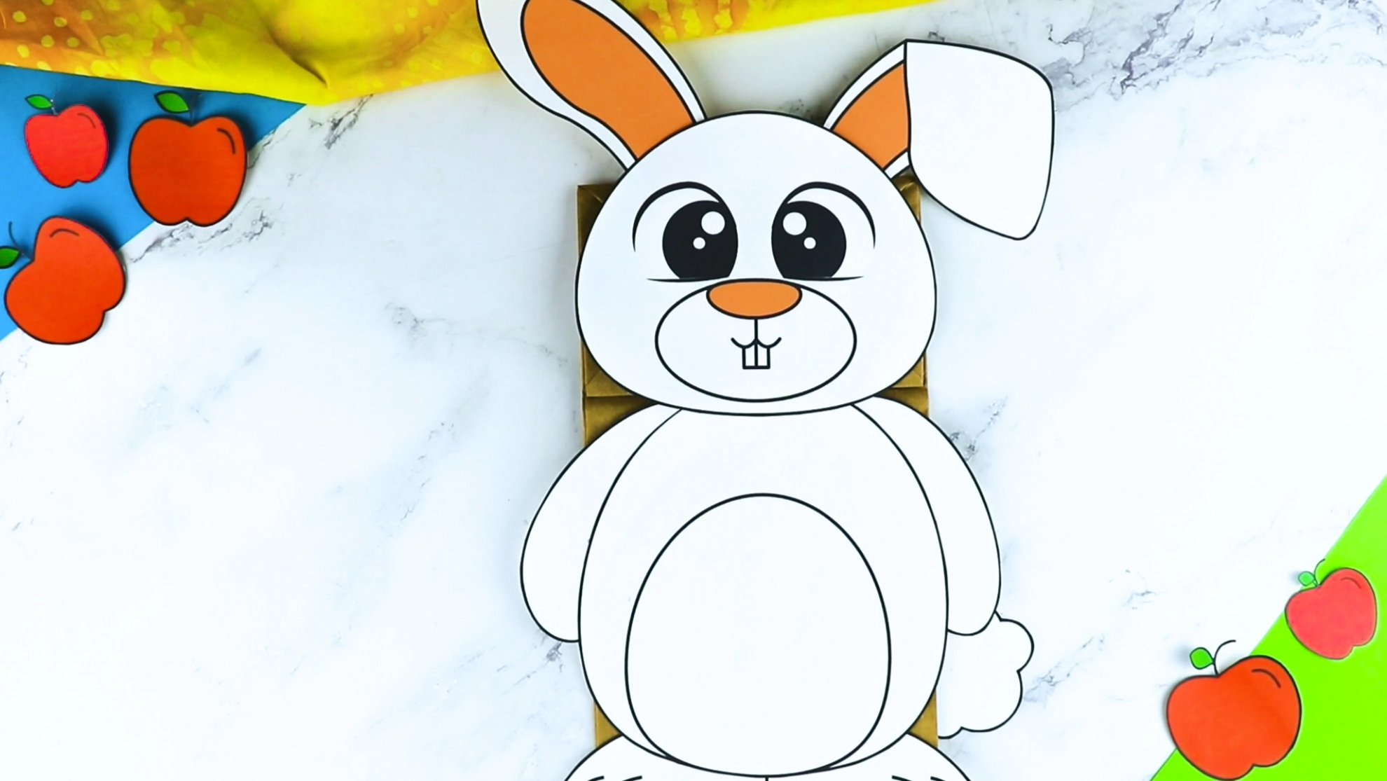 Printable Bunny Rabbit Paper Bag Puppet Craft for Kids Preschoolers Toddlers and Kindergartners 1