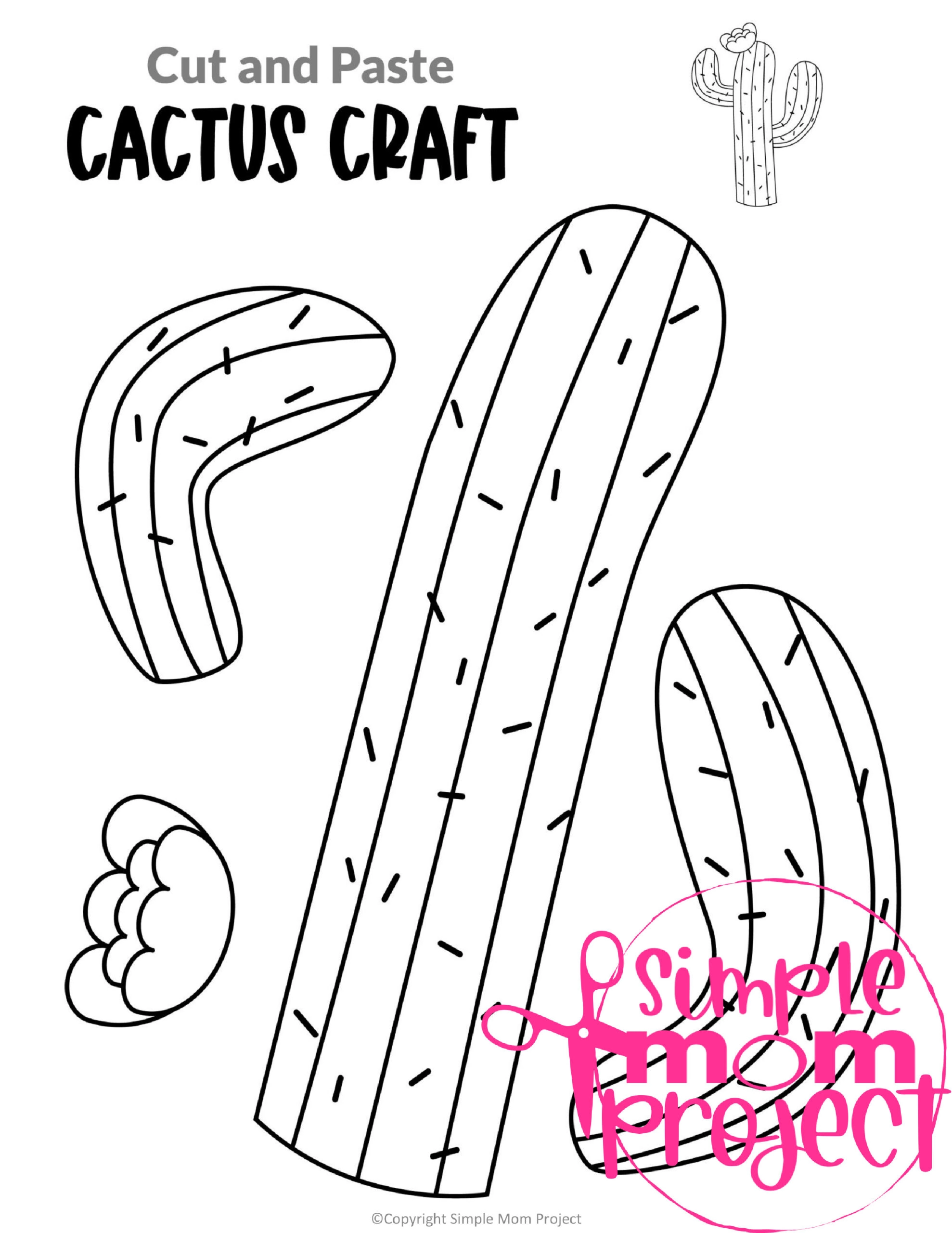 Printable Cactus Flower Craft template for kids, cactus craft for toddlers and cactus craft for kindergartners 1