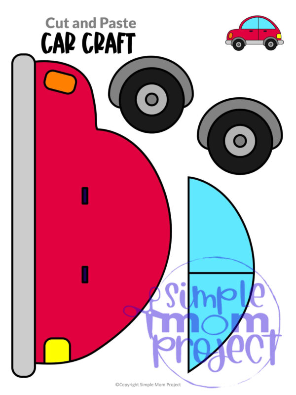 Printable Car Craft Transportation Vehicle Template for Kids, Preschool, Toddlers, Kindergarten 12