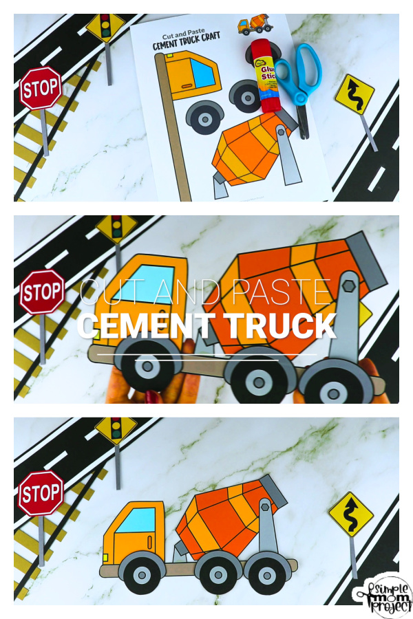 Printable Cement Truck Craft Transportation Vehicle Template for Kids, Preschool, Toddlers, Kindergarten 13