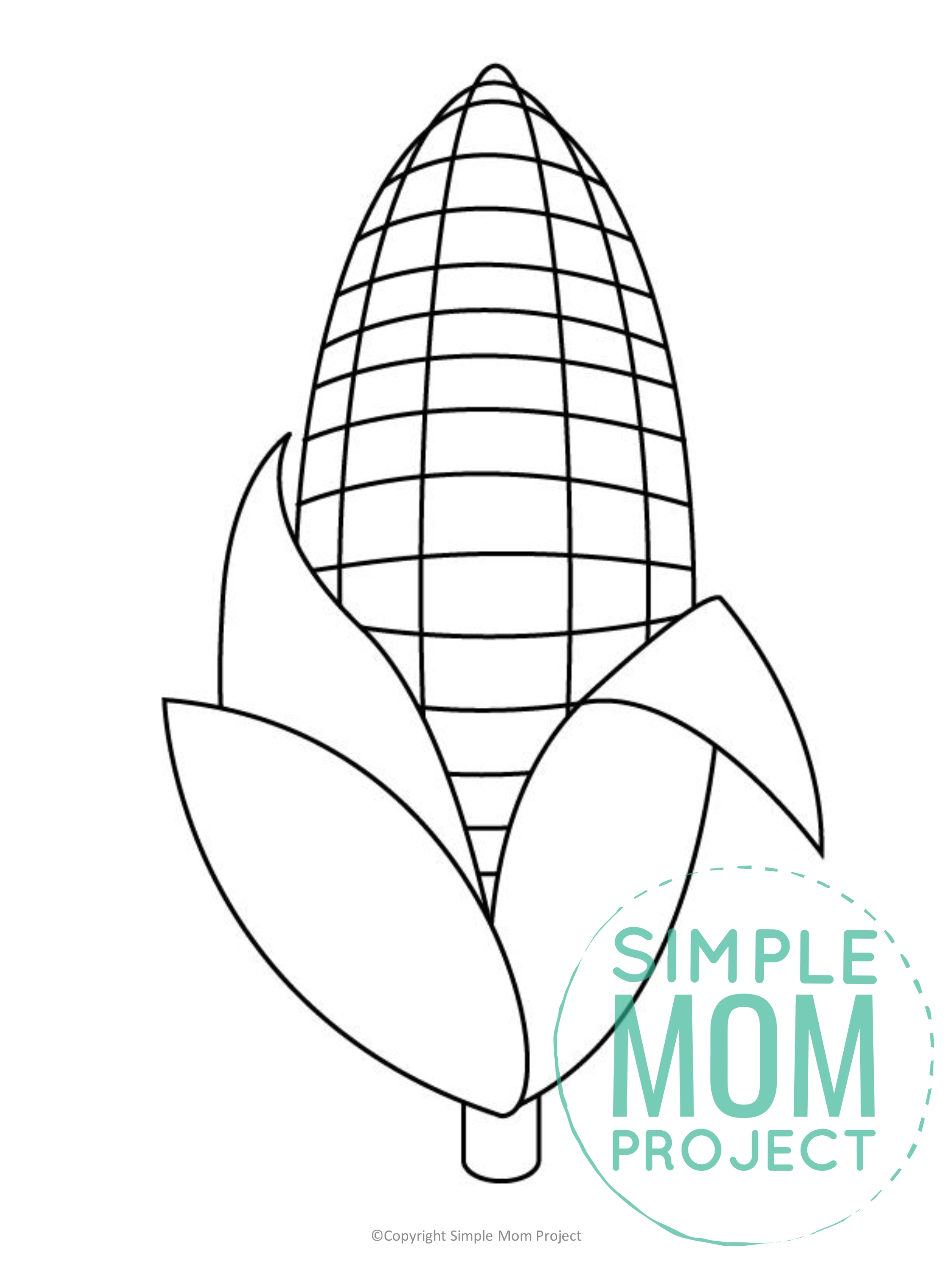 Printable Corn Template for toddlers, preschoolers, kindergarteners and elementary kids