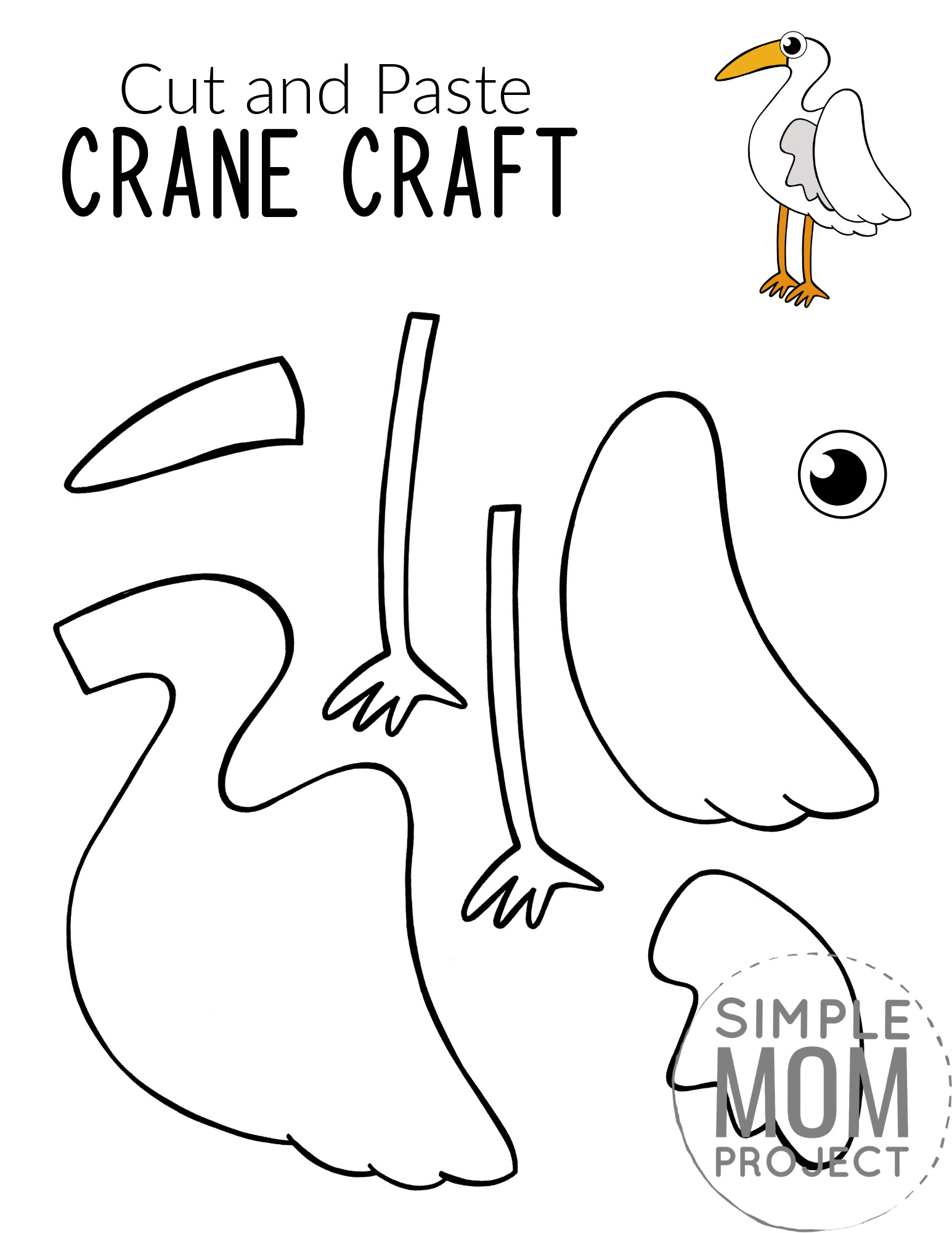 Printable Crane Craft for Kids, preschoolers toddlers and kindergartners 3