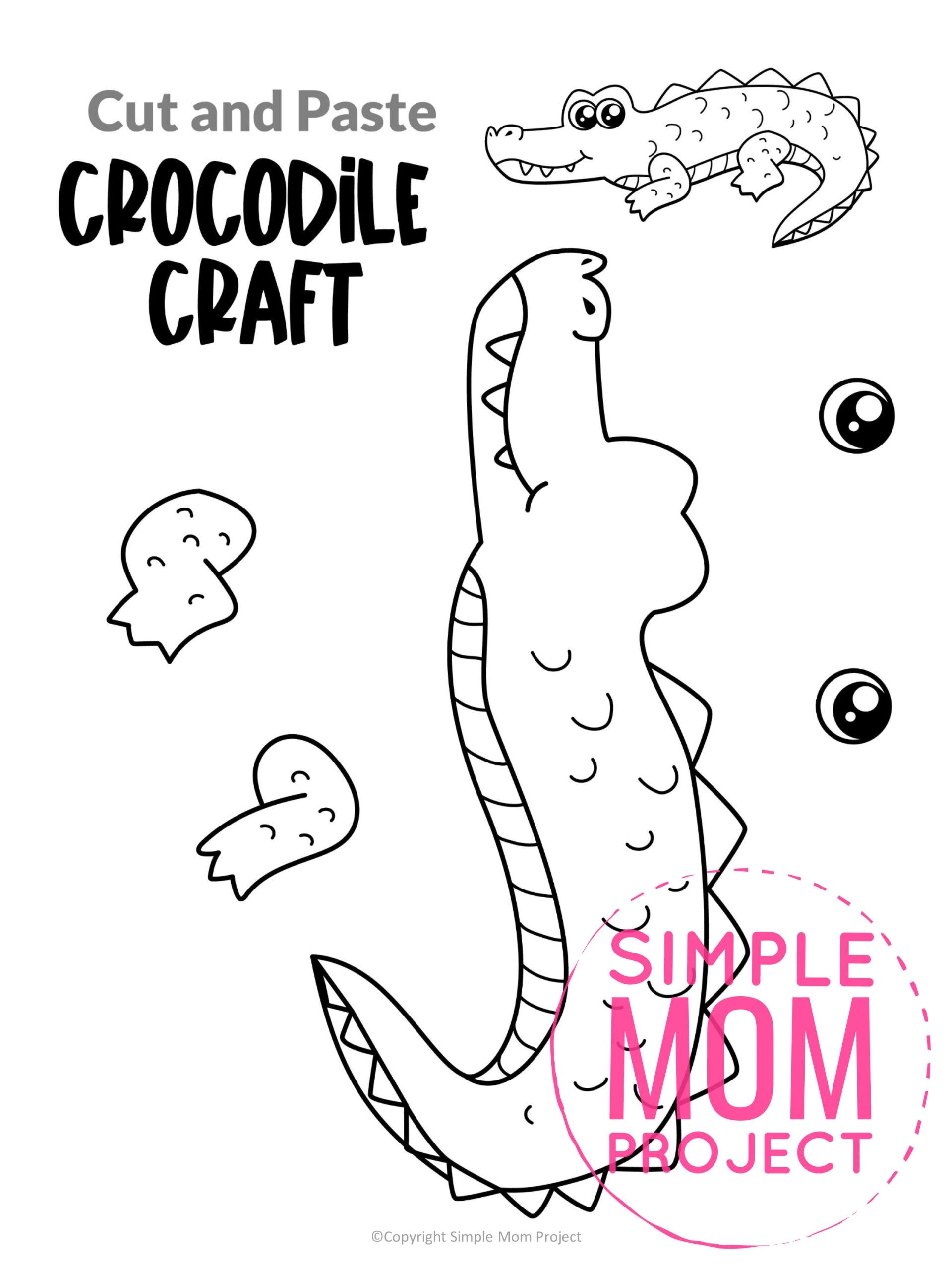 printable cut and paste safari and jungle craft for kids preschoolers toddlers kindergarten crocodile