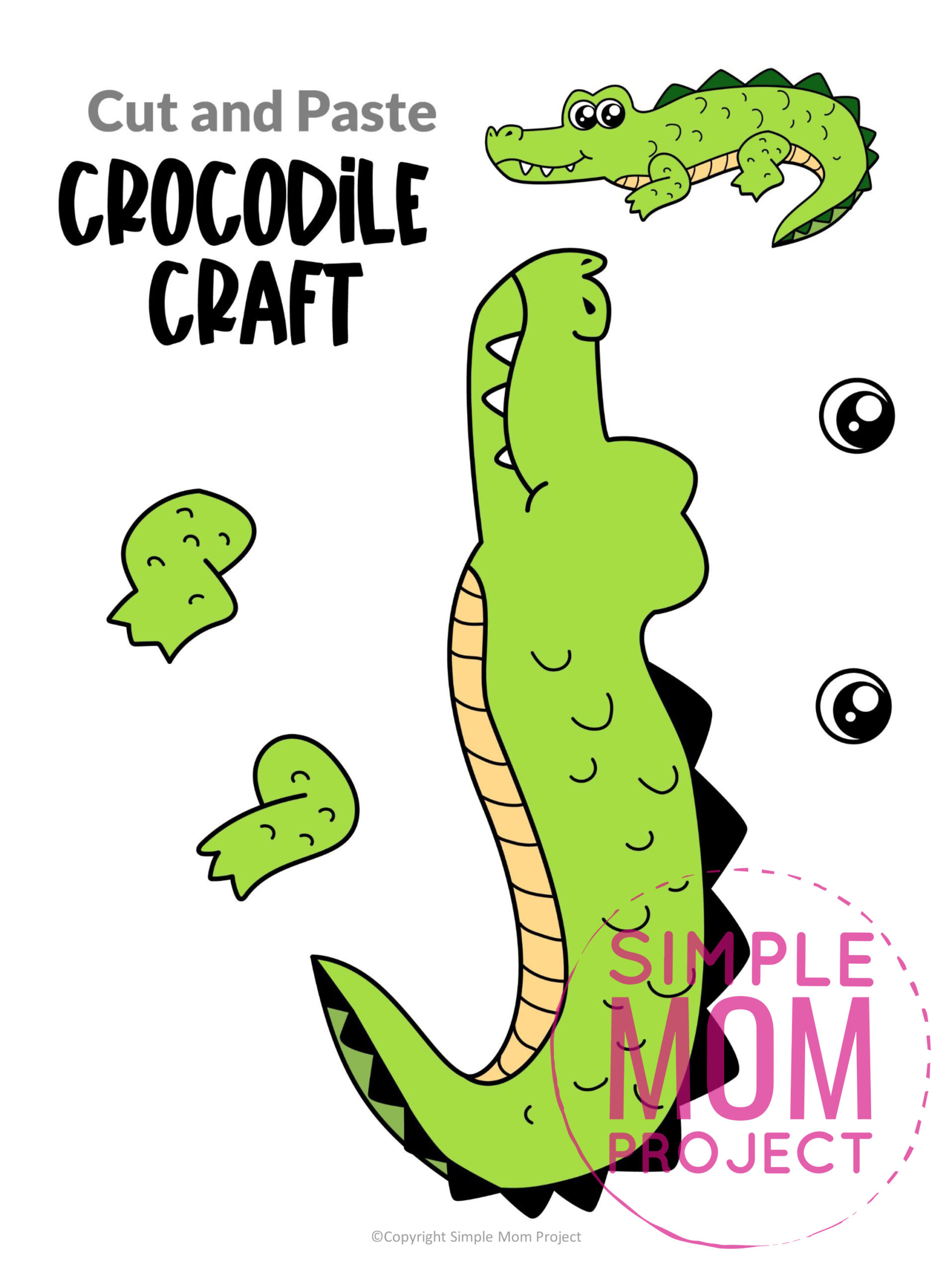 printable cut and paste safari and jungle craft for kids preschoolers toddlers kindergarten crocodile