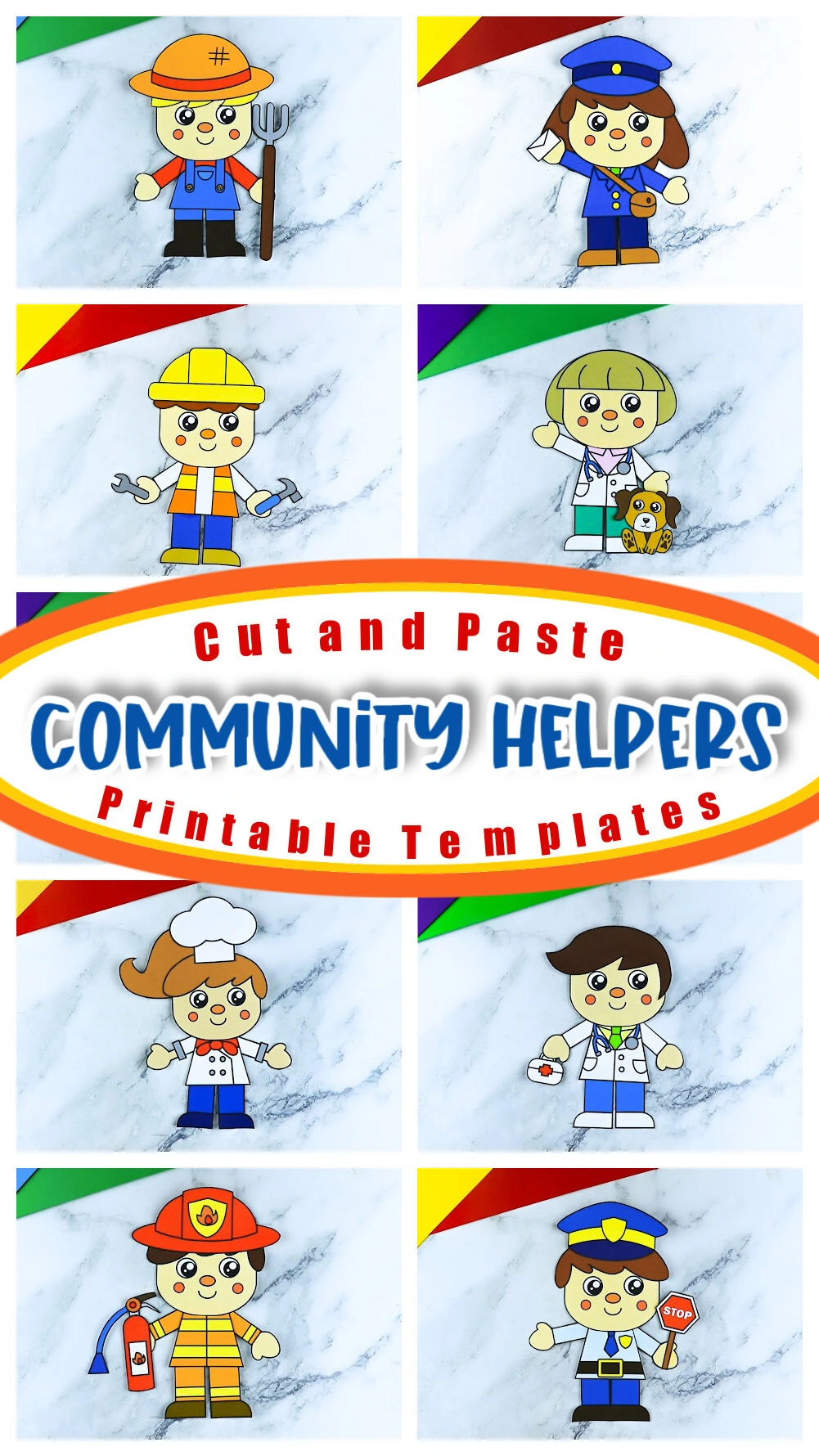 Printable Cut and Paste Community Helper Crafts for Kids, Preschooler and Toddlers 6