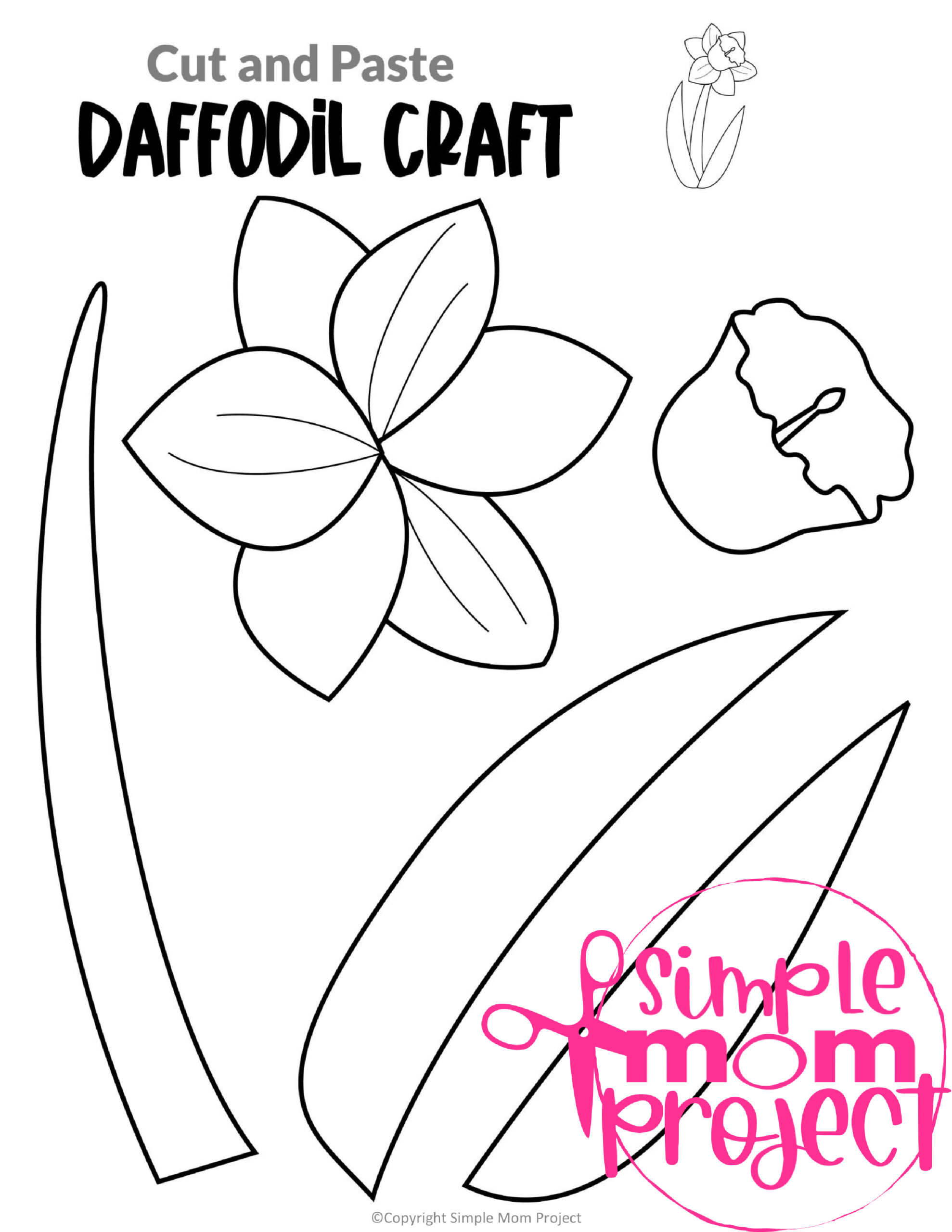 16 Beautiful and Easy Flower Cut and Paste Craft Printable Templates | Full Colored & Black and White – Simple Mom Project Store