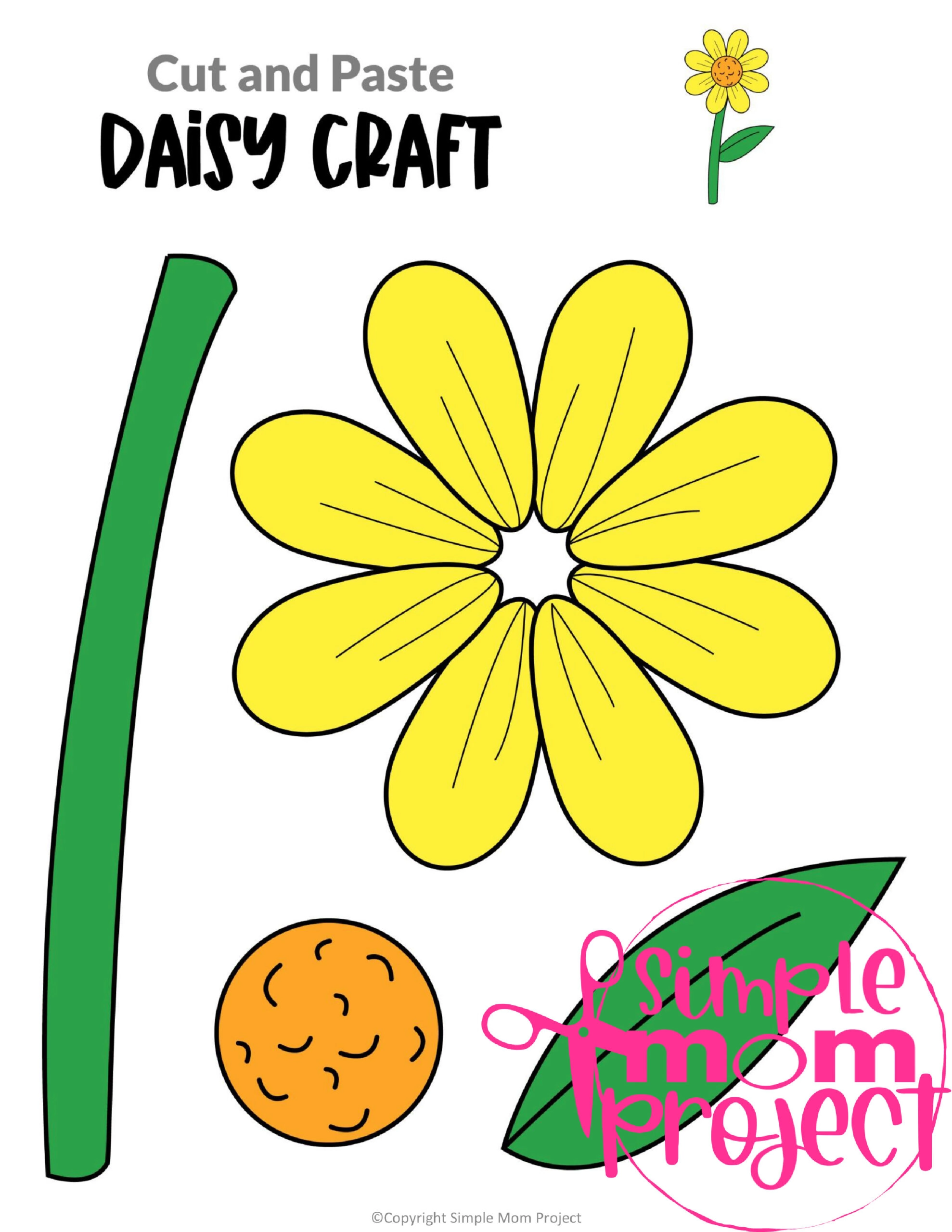 Printable Daisy Flower Craft template for kids, Daisy craft for toddlers and Daisy craft for kindergartners 10 (2)