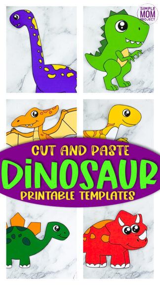 Dinosaur Cut and Paste Craft Templates - Simple Mom Project Store