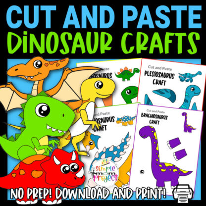 Dinosaur Cut and Paste Craft Templates - Simple Mom Project Store