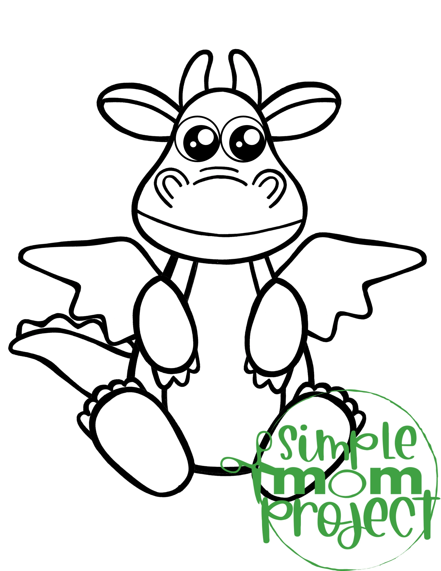 Printable Dragon Template Coloring Page for kids preschoolers and toddlers 1