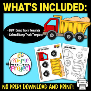 If you’re looking for easy diy craft that will only require you a few supplies, this printable dump truck craft is the ideal activity for you. This simple printable dump truck craft template is perfect for kids of all ages, especially to toddler, preschool and kindergarten kids. Use this printable dump truck papercraft when teaching your kids the different types of transportations. Be sure to grab your copy today!