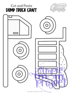 Printable Dump Truck Craft Transportation Vehicle Template for Kids, Preschool, Toddlers, Kindergarten