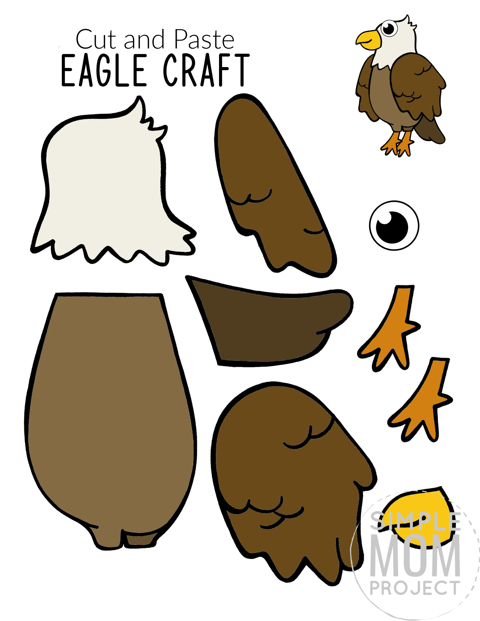 Printable Eagle Craft for Kids, preschoolers toddlers and kindergartners 1