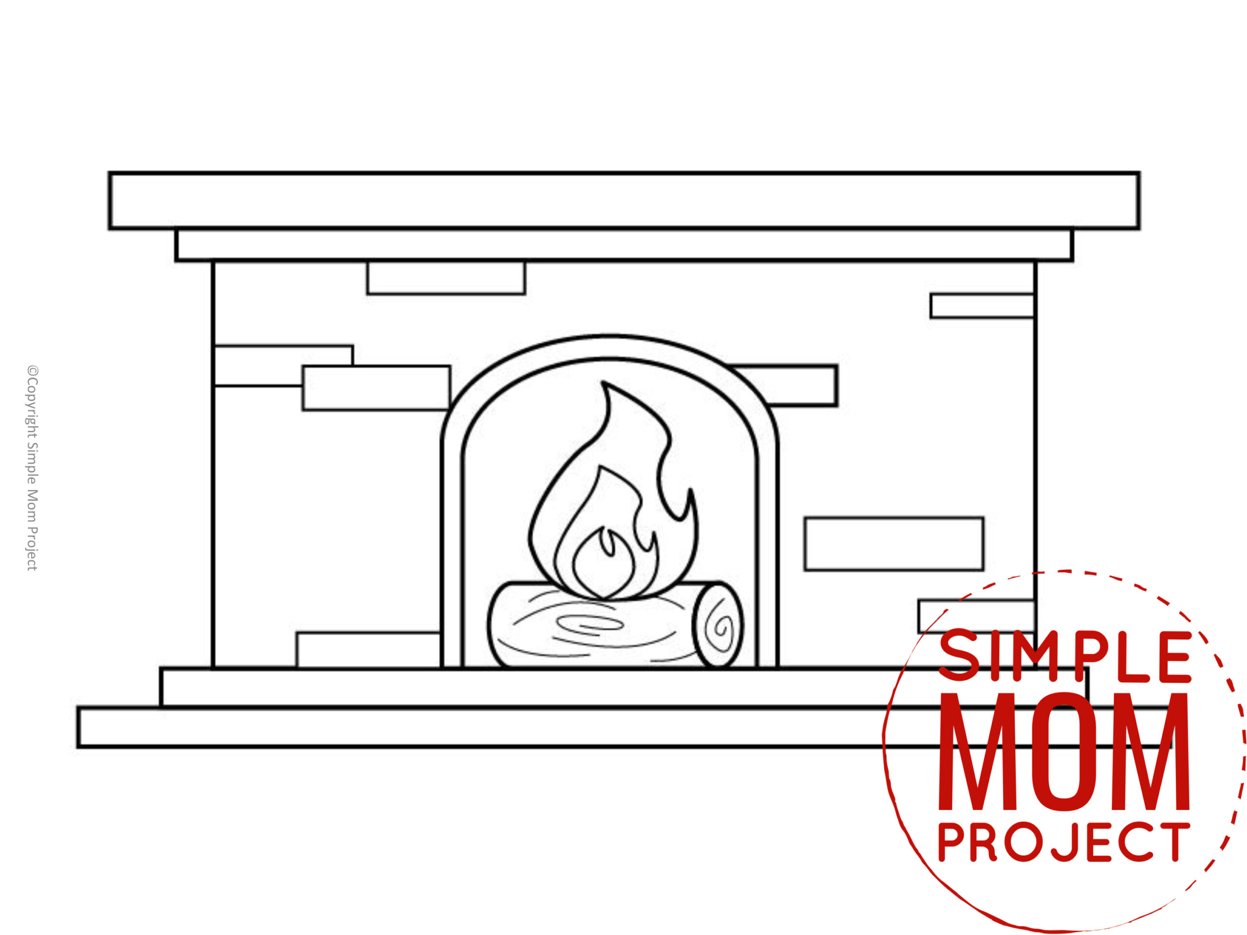 Printable Fireplace Template for toddlers, preschoolers, kindergarteners and elementary kids