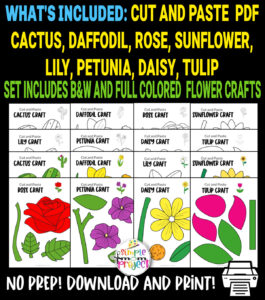 Flower Cut and Paste Craft Templates - Simple Mom Project Store