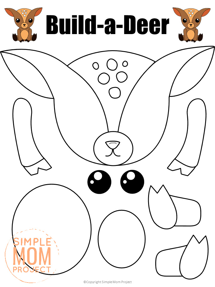 Printable Forest Deer Craft Template for kids, preschoolers, toddlers and kindergartners 1