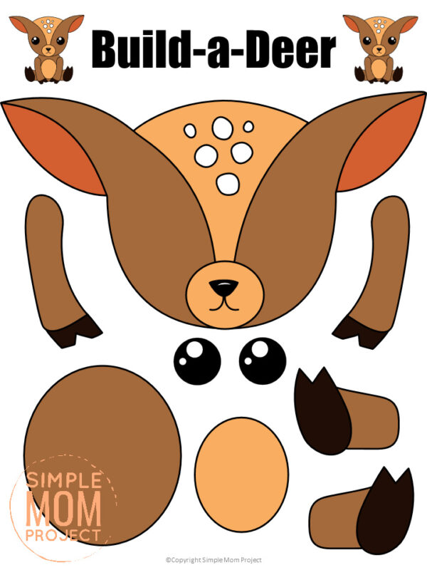 Are you looking for an easy step by step toddler cut and paste to do with your preschoolers? Click now to get the printable woodland animal templates to make these cute paper crafts! Spruce them up by adding autumn leaves, pine cones and acorns. You could even glue them to a paper plate, cardboard or toilet paper roll so they can easily become fall decor for your home. Kids of all ages will love making these forest woodland animal cut and paste crafts, even kindergartners and up!