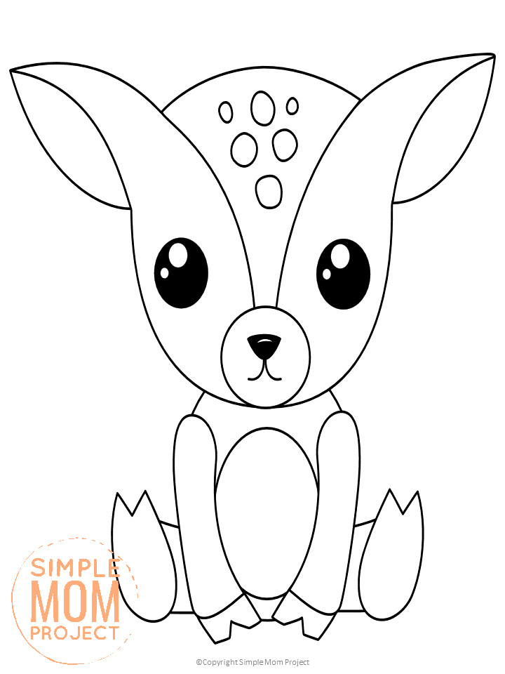 Printable Forest Deer Template Coloring Page for kids, preschoolers, toddlers and kindergartners