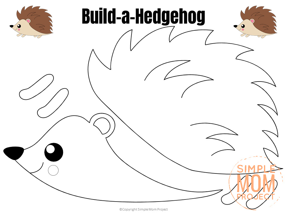 Printable Forest Hedgehog Craft Template for kids, preschoolers, toddlers and kindergartners 1