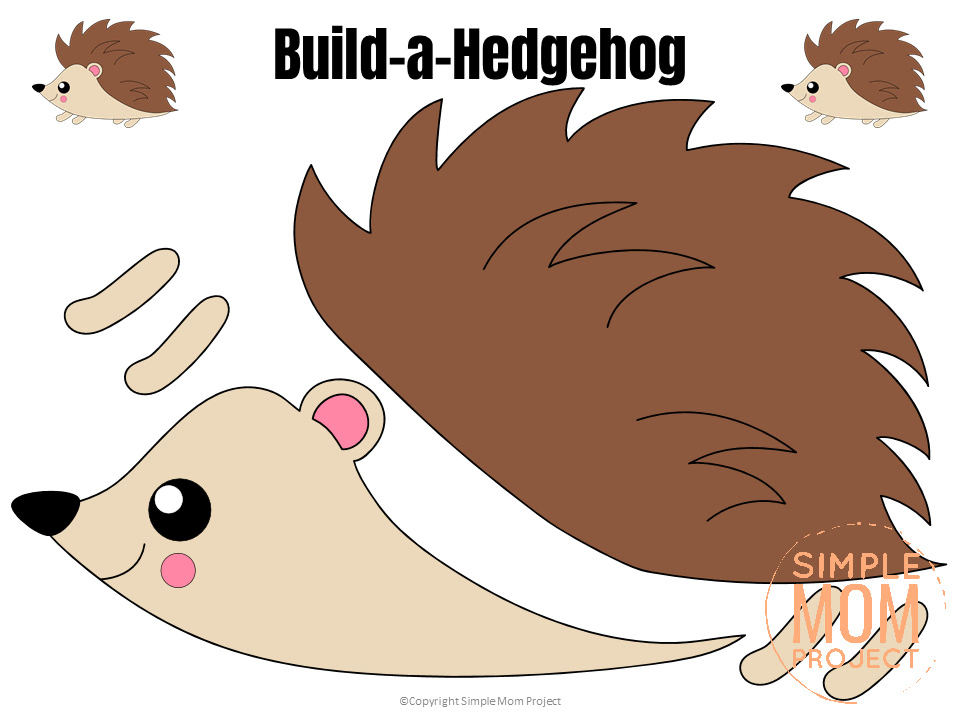 Printable Forest Hedgehog Craft Template for kids, preschoolers, toddlers and kindergartners 2