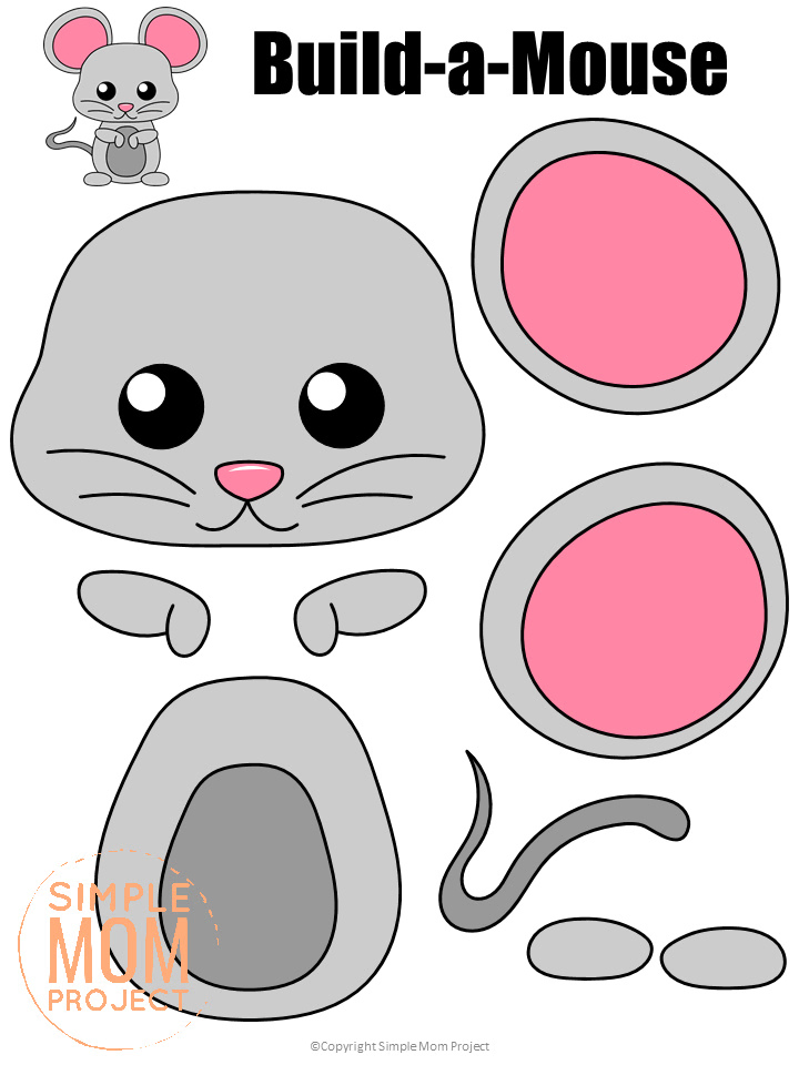 Printable Forest Mouse Craft Template for kids, preschoolers, toddlers and kindergartners 2