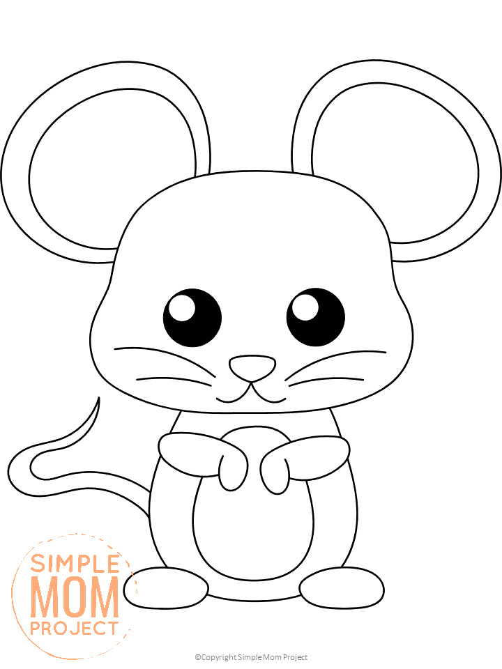 Printable Forest Mouse Template Coloring Page for kids, preschoolers, toddlers and kindergartners 1