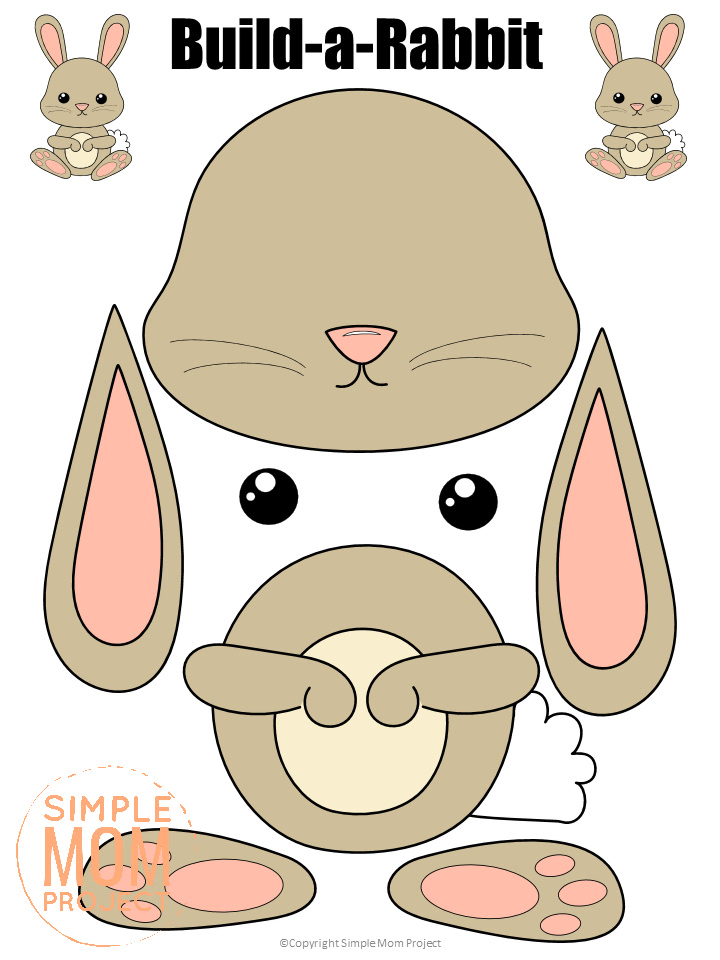 Printable Forest Rabbit Craft Template for kids, preschoolers, toddlers and kindergartners 2