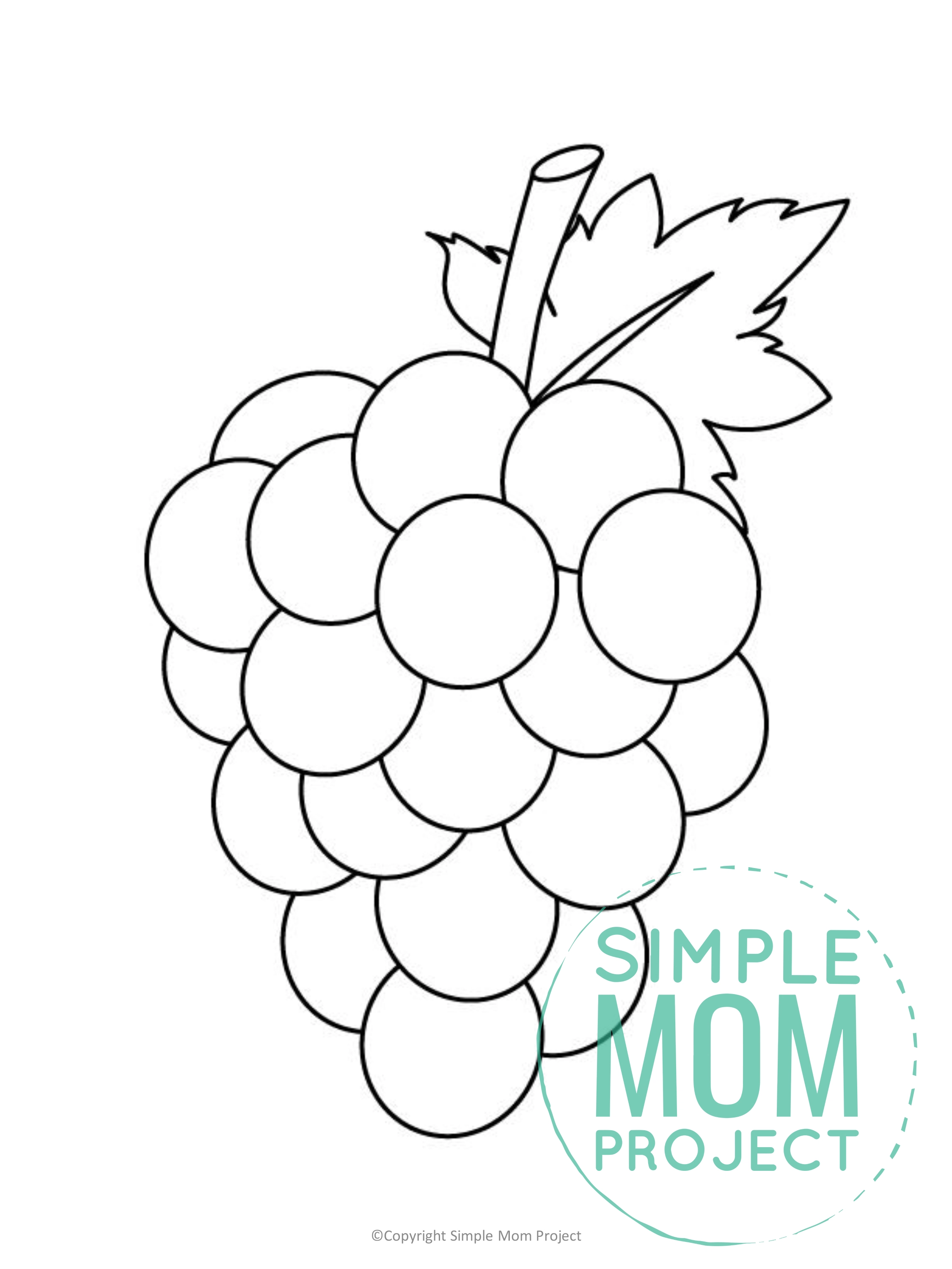 Printable Grapes Template for toddlers, preschoolers, kindergarteners and elementary kids