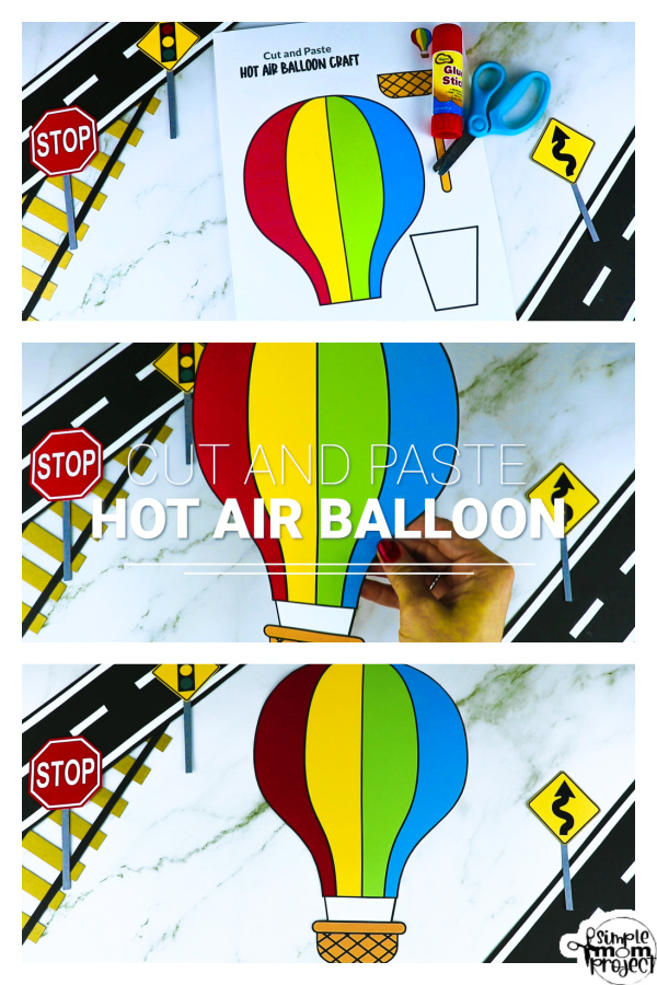 Printable Hot Air Balloon Craft Transportation Vehicle Template for Kids, Preschool, Toddlers, Kindergarten 12