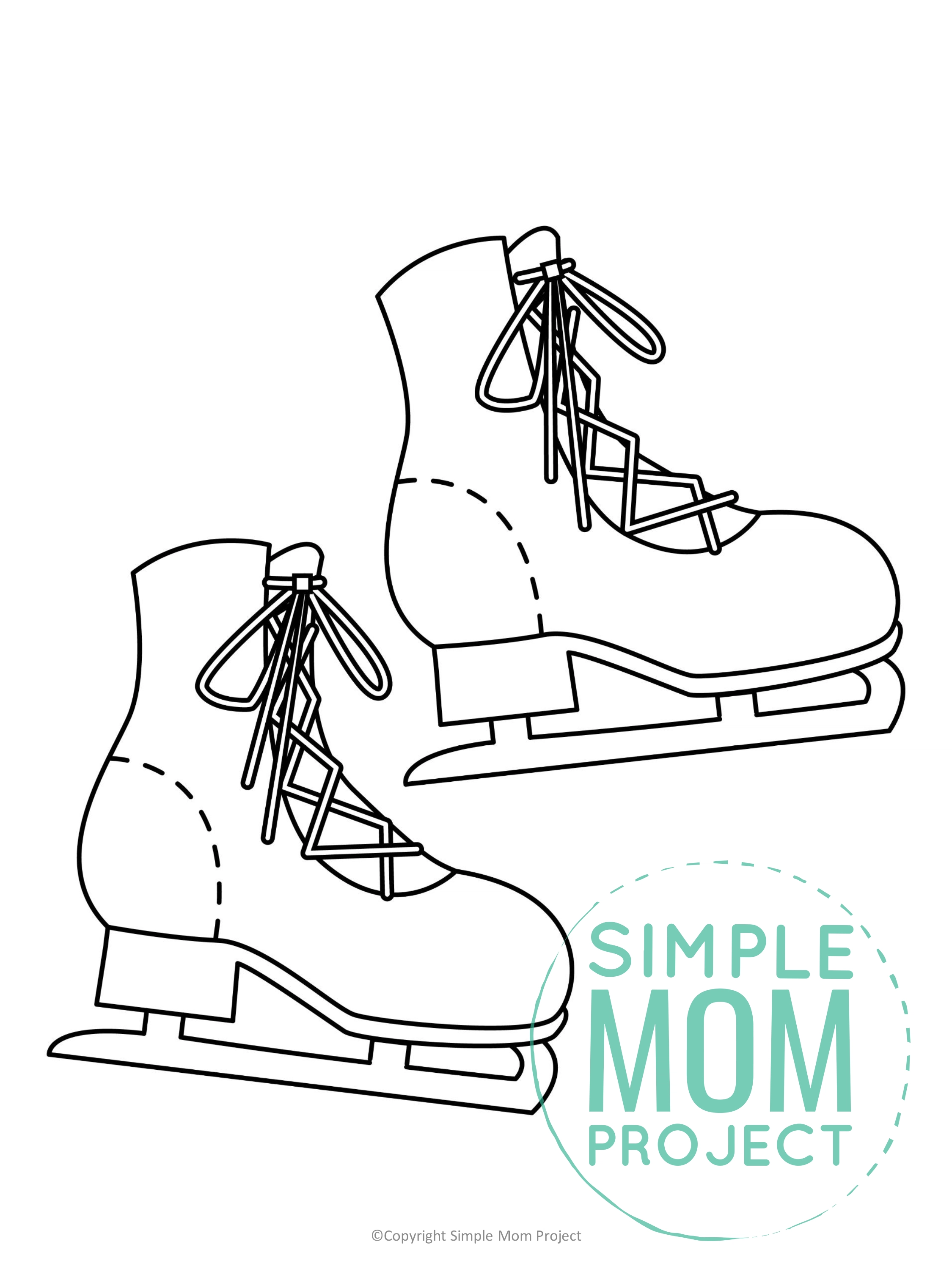 Printable Ice Skates Template for toddlers, preschoolers, kindergarteners and elementary kids