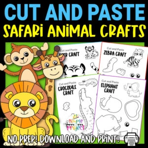 Looking for the best black and white zoo animal character crafts for your preschool, kindergarten and elementary kids? These easy jungle animal crafts make great cut and paste templates to keep toddlers, preschoolers or even big kids amused for hours. Including our popular lion craft, zebra craft and tiger crafts and many more these are sure to be a big hit with your kids for fun craft activities or even homeschooling lessons. Glue them to construction paper, add a handprint or make standing paper animals with a paper plate! Click here to grab these awesome, blank black and white safari animal character craft templates today.