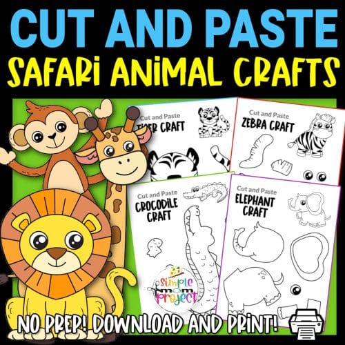 Looking for the best black and white zoo animal character crafts for your preschool, kindergarten and elementary kids? These easy jungle animal crafts make great cut and paste templates to keep toddlers, preschoolers or even big kids amused for hours. Including our popular lion craft, zebra craft and tiger crafts and many more these are sure to be a big hit with your kids for fun craft activities or even homeschooling lessons. Glue them to construction paper, add a handprint or make standing paper animals with a paper plate! Click here to grab these awesome, blank black and white safari animal character craft templates today.