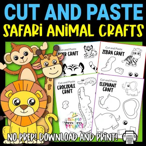 Looking for the best black and white zoo animal character crafts for your preschool, kindergarten and elementary kids? These easy jungle animal crafts make great cut and paste templates to keep toddlers, preschoolers or even big kids amused for hours. Including our popular lion craft, zebra craft and tiger crafts and many more these are sure to be a big hit with your kids for fun craft activities or even homeschooling lessons. Glue them to construction paper, add a handprint or make standing paper animals with a paper plate! Click here to grab these awesome, blank black and white safari animal character craft templates today.