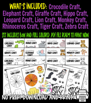 Looking for the best zoo animal character crafts for your preschool, kindergarten and elementary kids? These easy jungle animal crafts have fun cut and paste templates to keep toddlers, preschoolers or even big kids amused for hours. Including our popular lion craft, zebra craft and tiger crafts and many more these are sure to be a big hit with your kids for fun craft activities or even homeschooling lessons. Glue them to construction paper, add a handprint or make standing paper animals with a paper plate! Click here to grab these awesome safari animal character craft templates today.