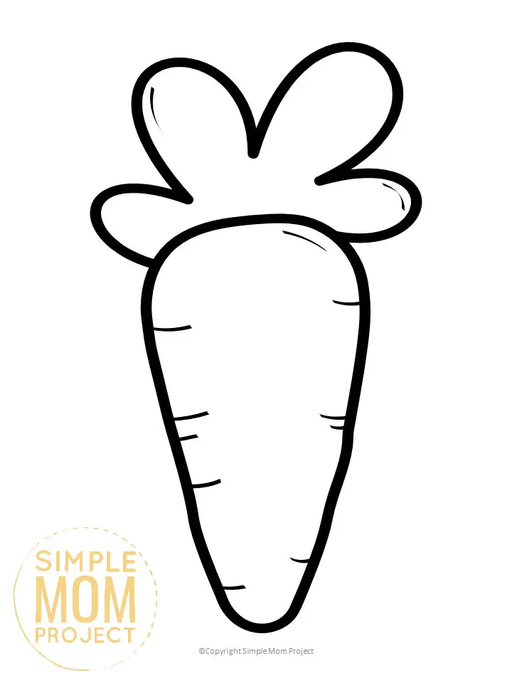Printable Carrot Template for toddlers, preschoolers, kindergarteners and elementary kids