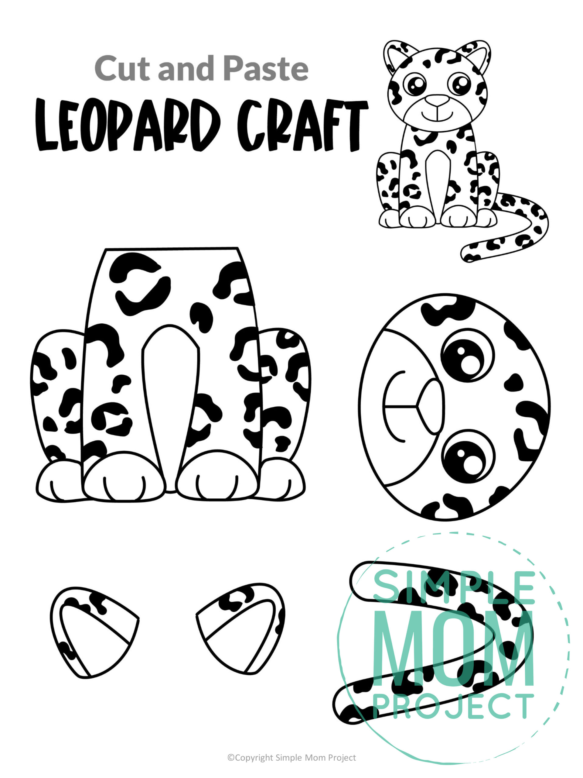 printable cut and paste safari and jungle craft for kids preschoolers toddlers kindergarten leopard