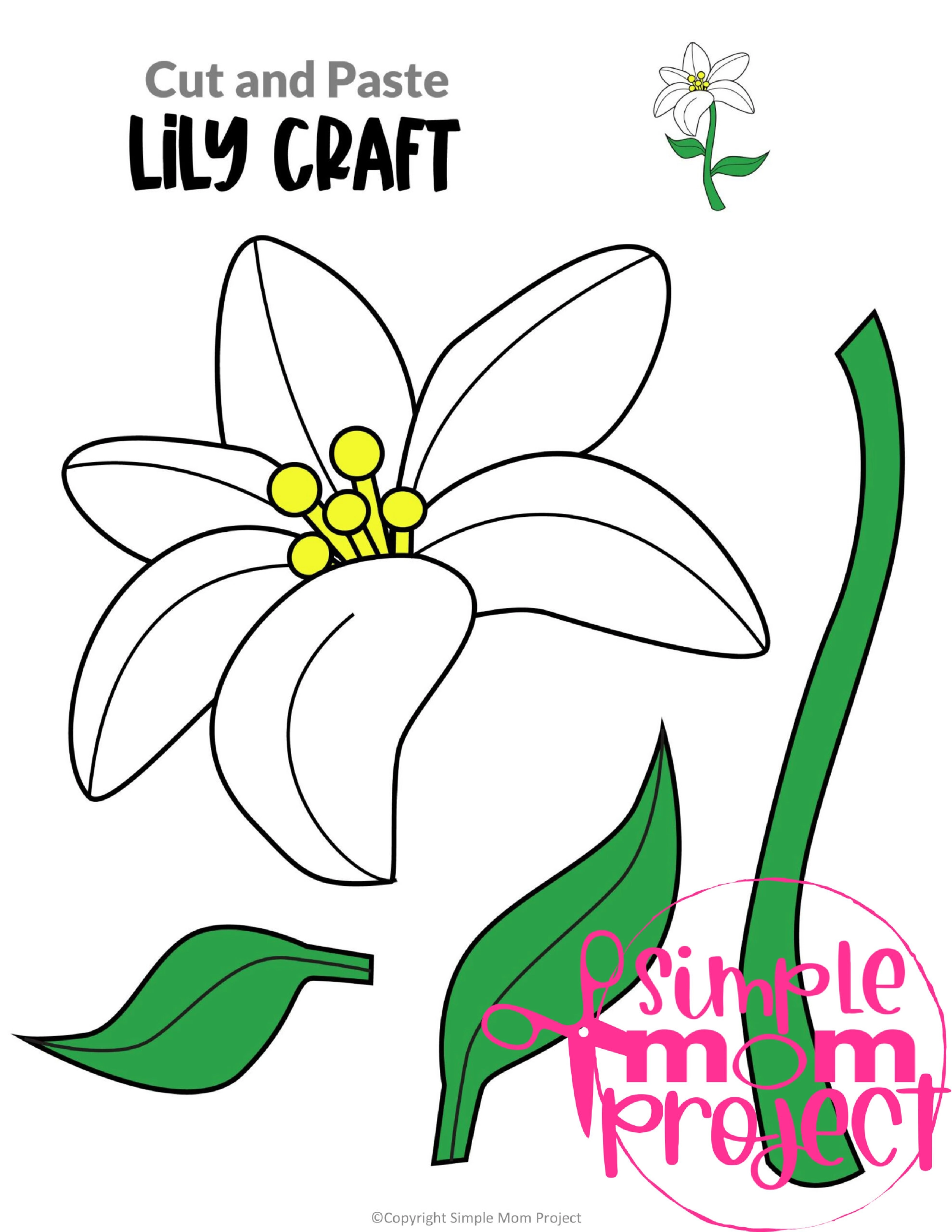 Printable Lily Flower Craft template for kids, Lily craft for toddlers and Lily craft for kindergartners 9 (1)