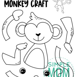 printable cut and paste safari and jungle craft for kids preschoolers toddlers kindergarten monkey