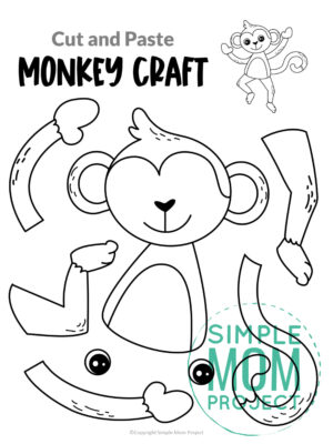 printable cut and paste safari and jungle craft for kids preschoolers toddlers kindergarten monkey