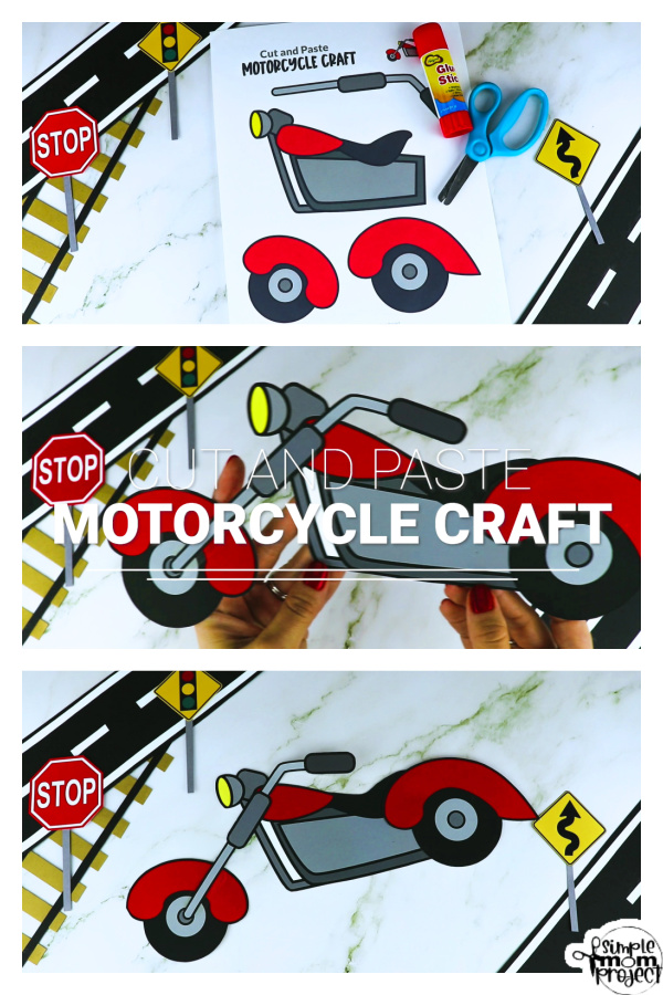 Printable Motorcycle Craft Transportation Vehicle Template for Kids, Preschool, Toddlers, Kindergarten 12