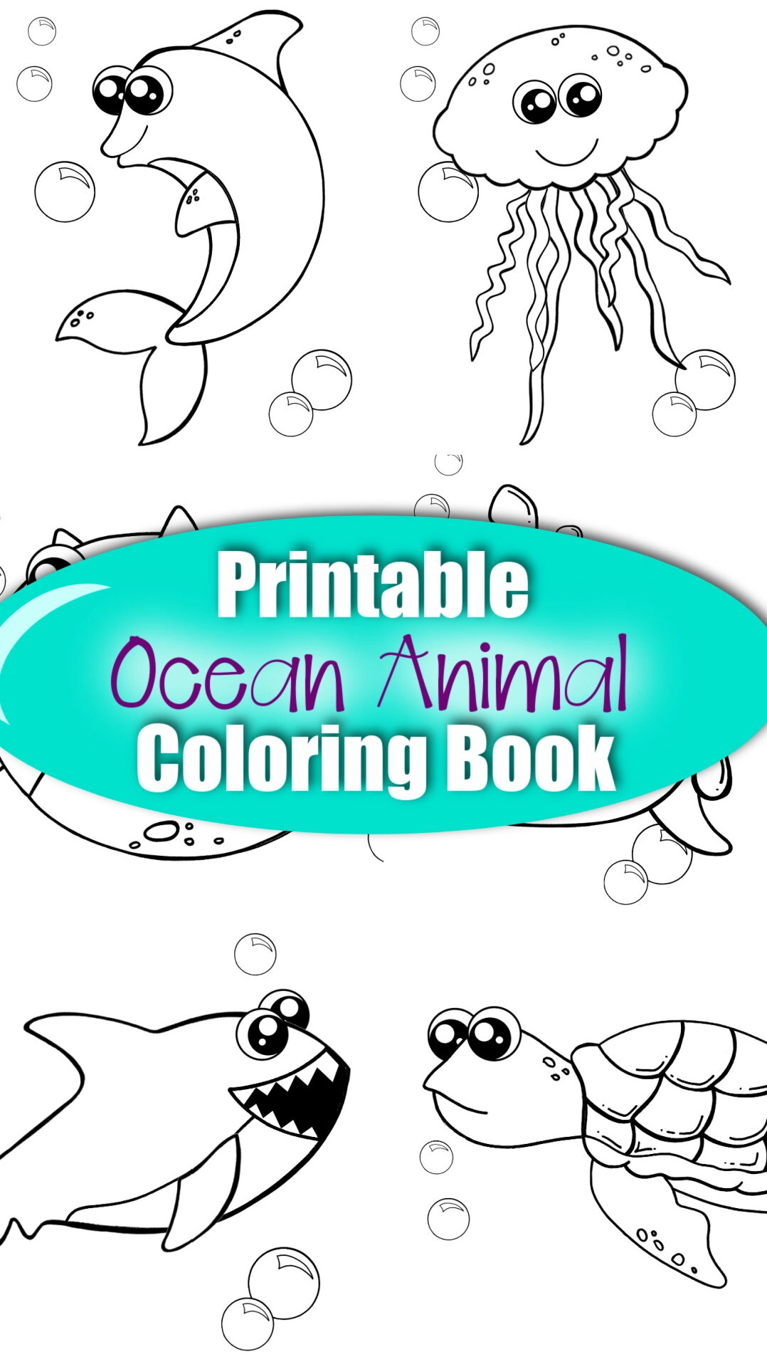 Printable Ocean Animal Template Coloring Book for kids, preschoolers and toddlers 4