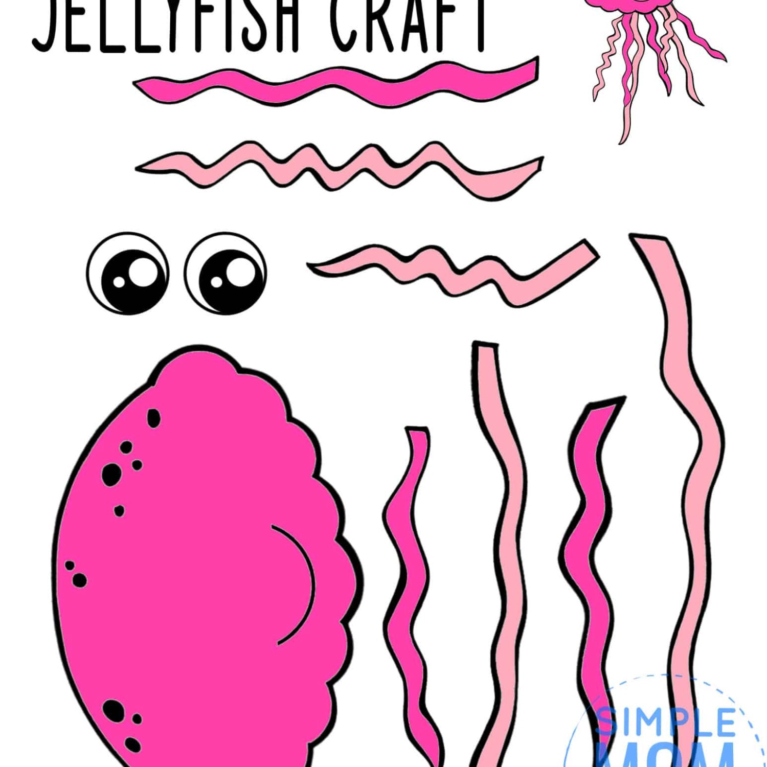 Printable Ocean Animal Jellyfish Crafts for kids of all ages, including preschoolers and toddlers jellyfish template 3