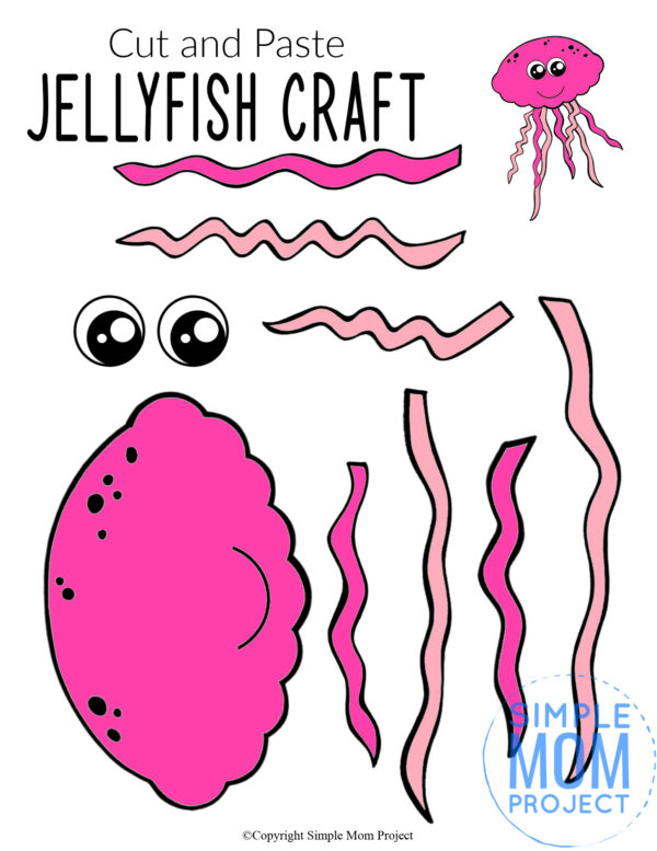 Printable Ocean Animal Jellyfish Crafts for kids of all ages, including preschoolers and toddlers jellyfish template 3