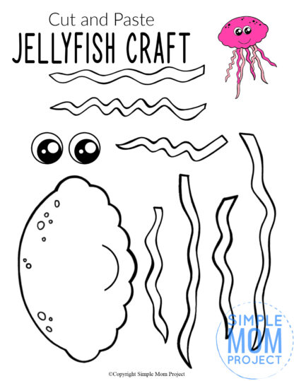 Printable Ocean Animal Jellyfish Crafts for kids of all ages, including preschoolers and toddlers jellyfish template 4