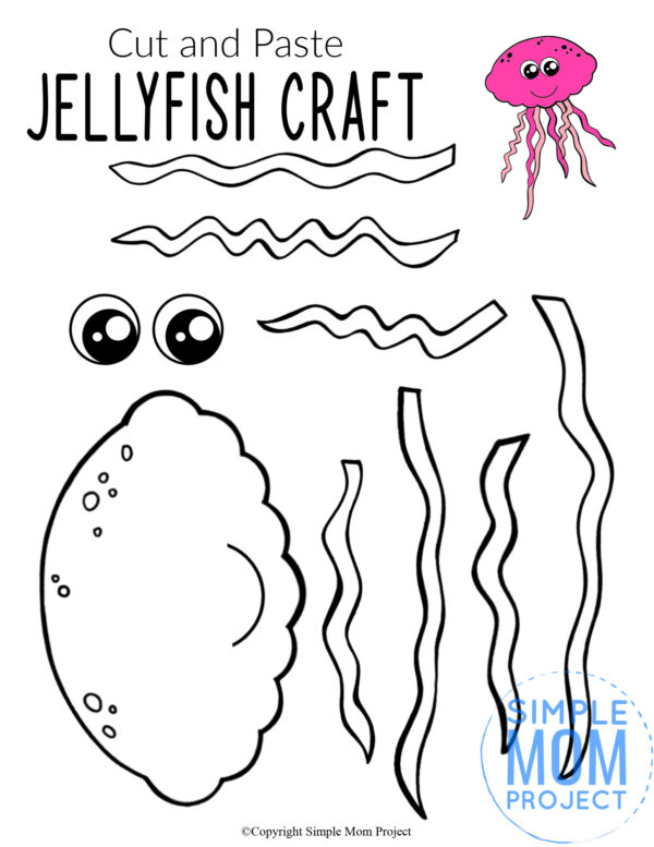 Printable Ocean Animal Jellyfish Crafts for kids of all ages, including preschoolers and toddlers jellyfish template 4