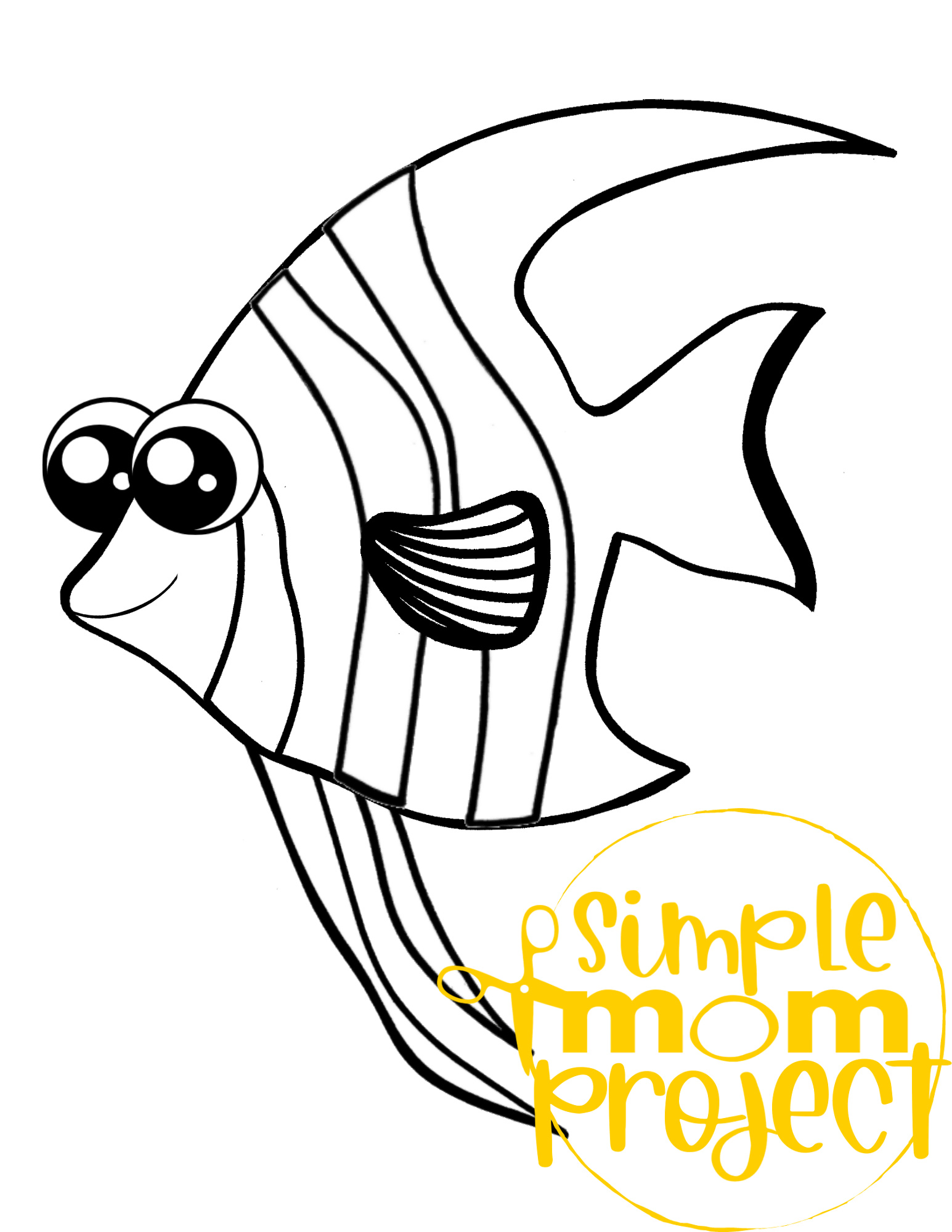 Printable Ocean Animal Template Coloring Book for kids, preschoolers and toddlers angelfish template