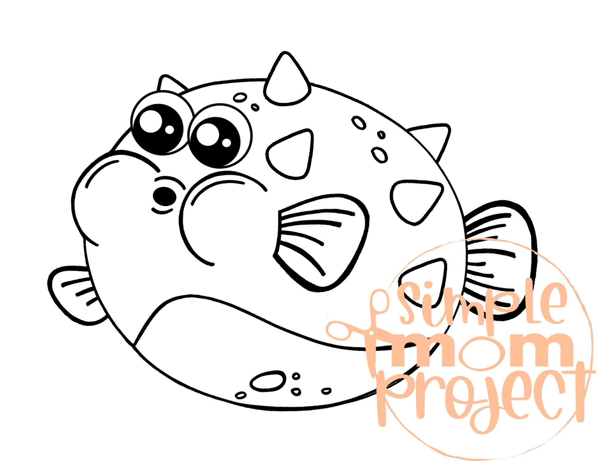 Printable Ocean Animal Template Coloring Book for kids, preschoolers and toddlers blowfish pufferfish template