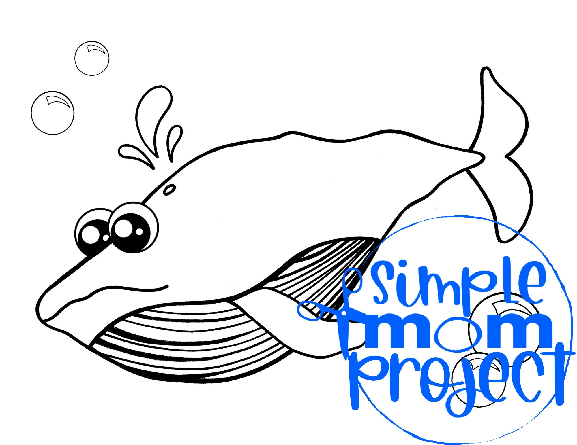 Printable Ocean Animal Template Coloring Book for kids, preschoolers and toddlers blue whale template