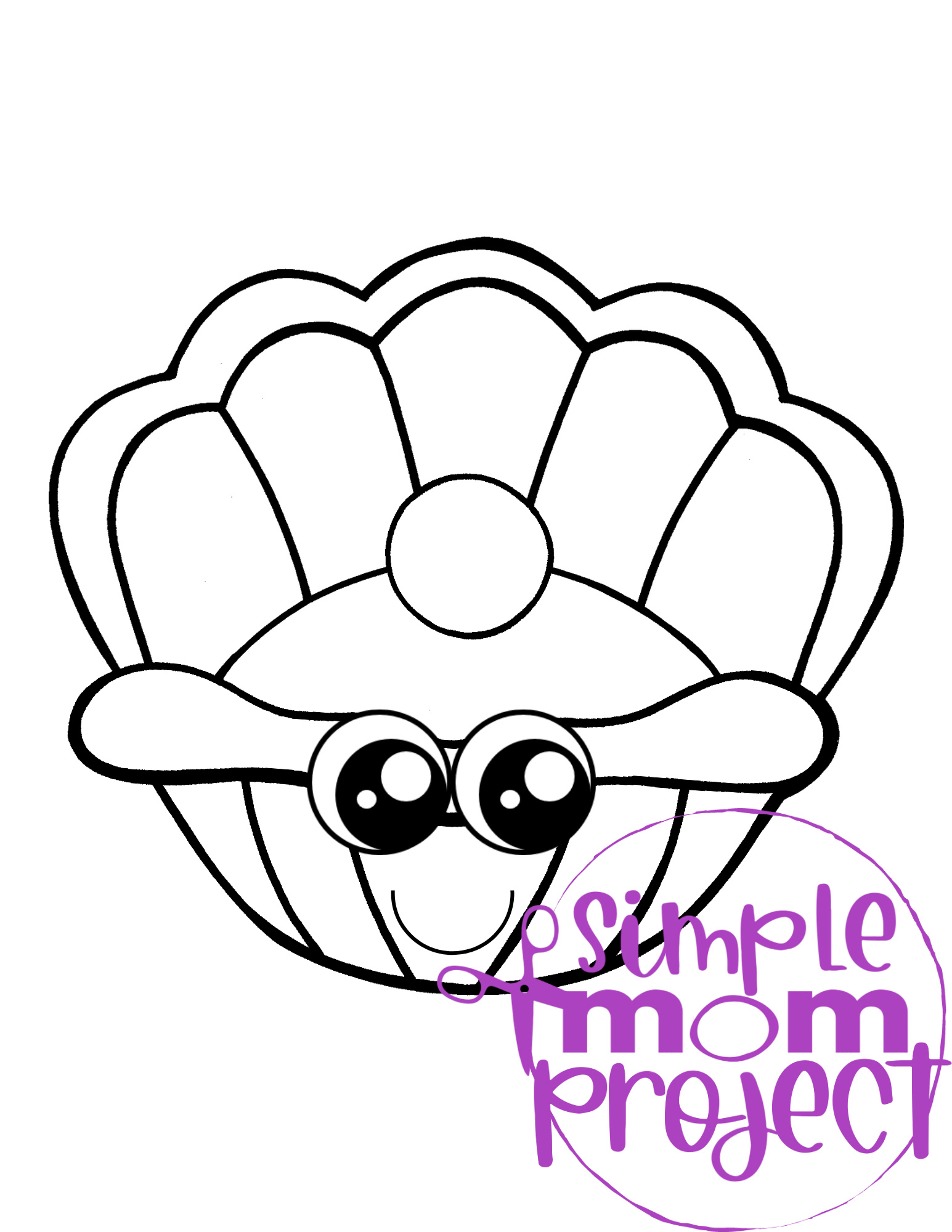 Printable Ocean Animal Template Coloring Book for kids, preschoolers and toddlers clam template