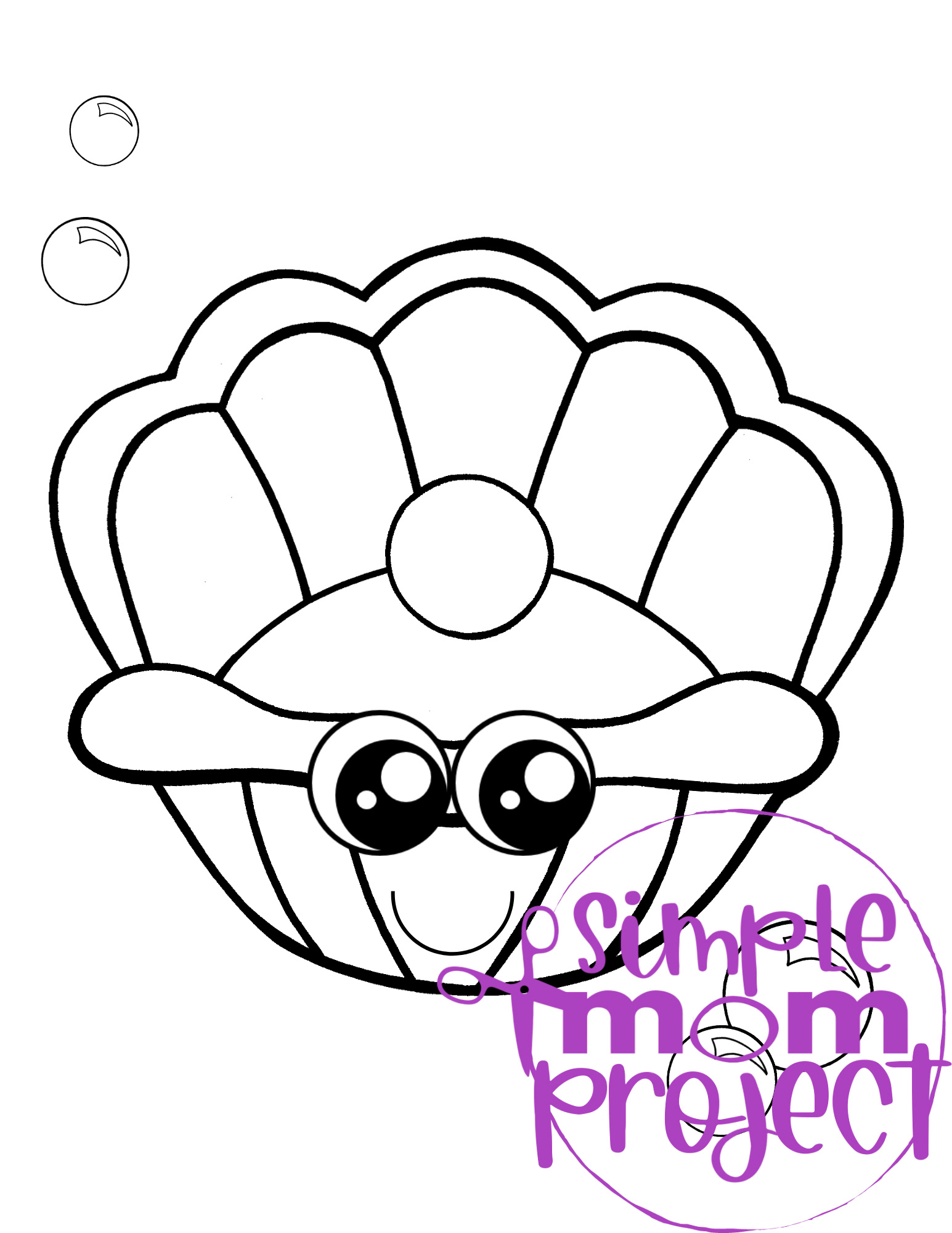 Printable Ocean Animal Template Coloring Book for kids, preschoolers and toddlers clam template